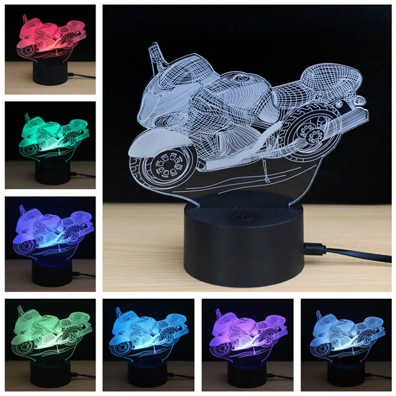 Неоновый акриловый светодиодный светильник для мотоцикла 3D бара паба спальни
