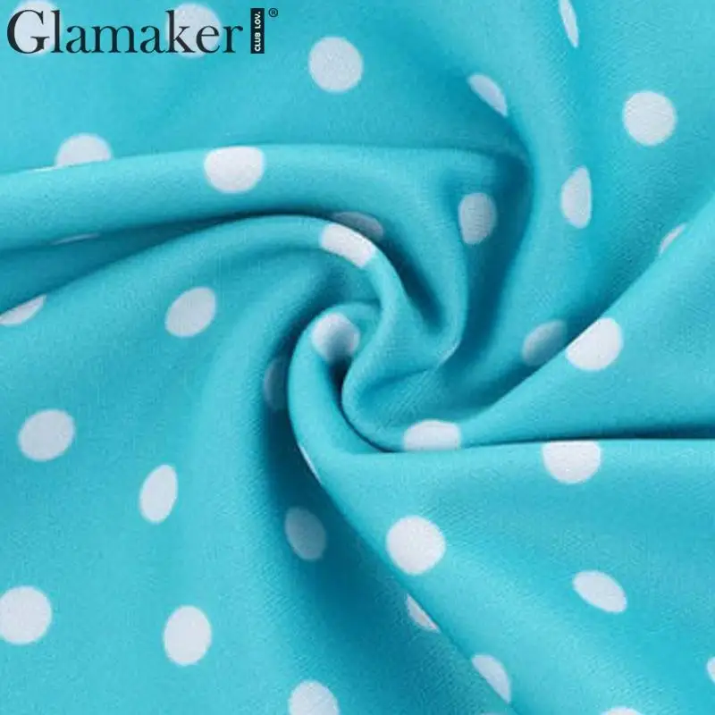 Glamaker, сексуальное женское платье миди в горошек, весна-лето, элегантное облегающее платье, женское Клубное платье с коротким рукавом-фонариком, Пляжное Платье для вечеринки