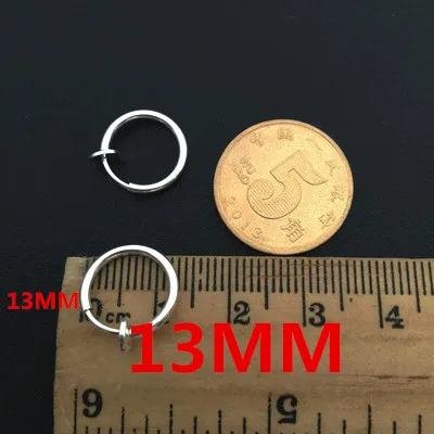 13mm silver 2 шт унисекс панк клипсы на ухо без пирсинга без отверстия Поддельные тела нос губы кольца ювелирные изделия серьги для женщин мужчин золото серебро - Окраска металла: 13mm silver