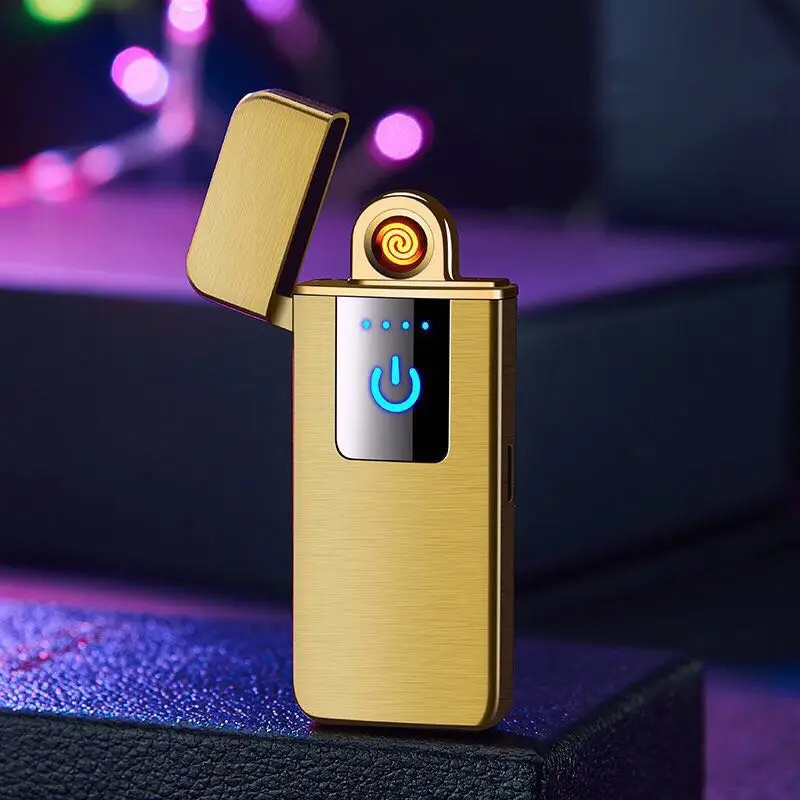 Электронная usb-зажигалка для курения с сенсорным экраном и отпечатком пальца, плазменная зажигалка, Электрический подарок, аксессуары для сигарет