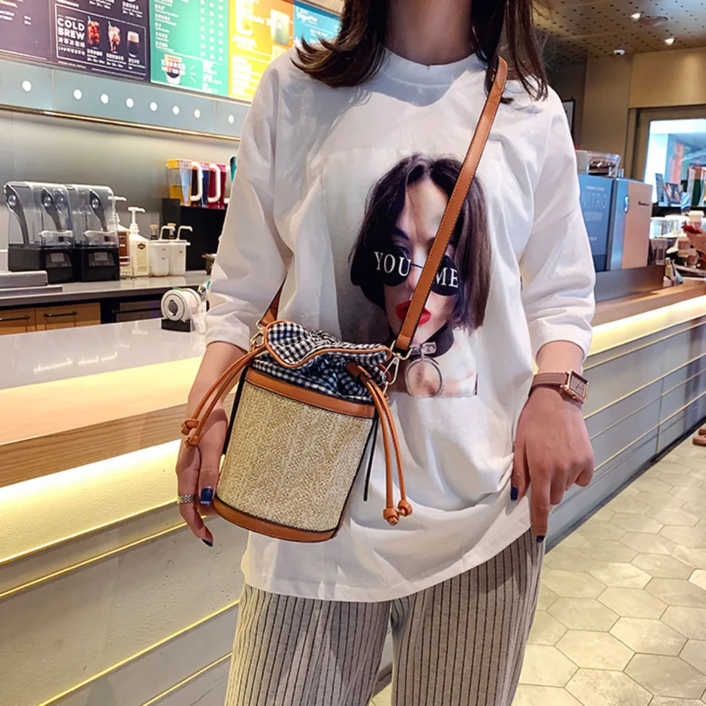 Для женщин через плечо плетенная сумка женская Винтаж ручной работы круглый