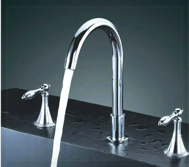 3Pcs Bathroom Deck Mounted Tap Sink or Bathtub Faucet Chrome 2 handles PA-11 water tap torneira retro | Обустройство дома