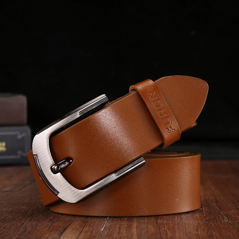 FURONG 2019 New Luxury Brand Leather Belt Men Waist Belt Luxury Cowskin Vintage Belt Men Accessories Casual Solid White Brown