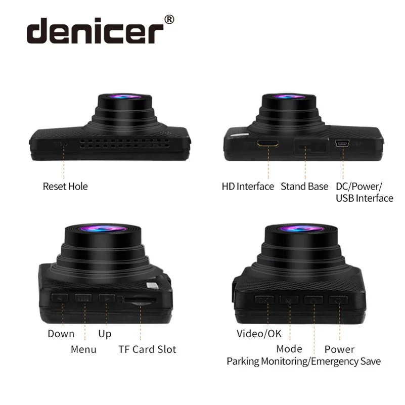 Denicer Dash камера 1080p Full HD Dvr Novatek 96658 Автомобильная 3 0 дюймов экран авто видео рекордер
