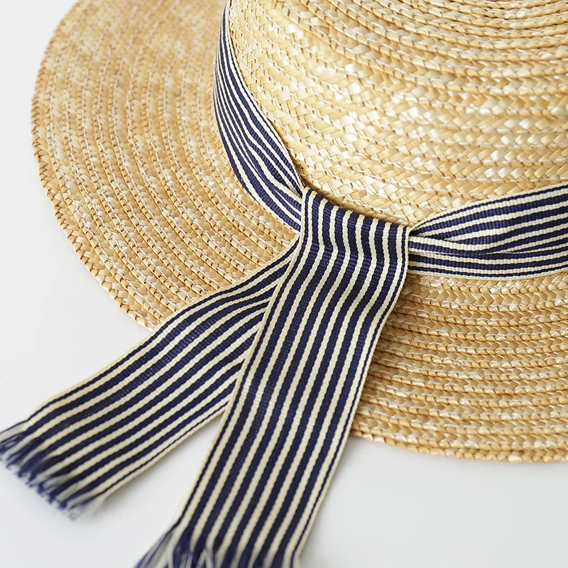 

Handmade Weave wheat-straw Flat-topped straw Sun Hats For Women Summer Women Outdoors Casual Sunshade Straw Jazz Hat Beach Hat