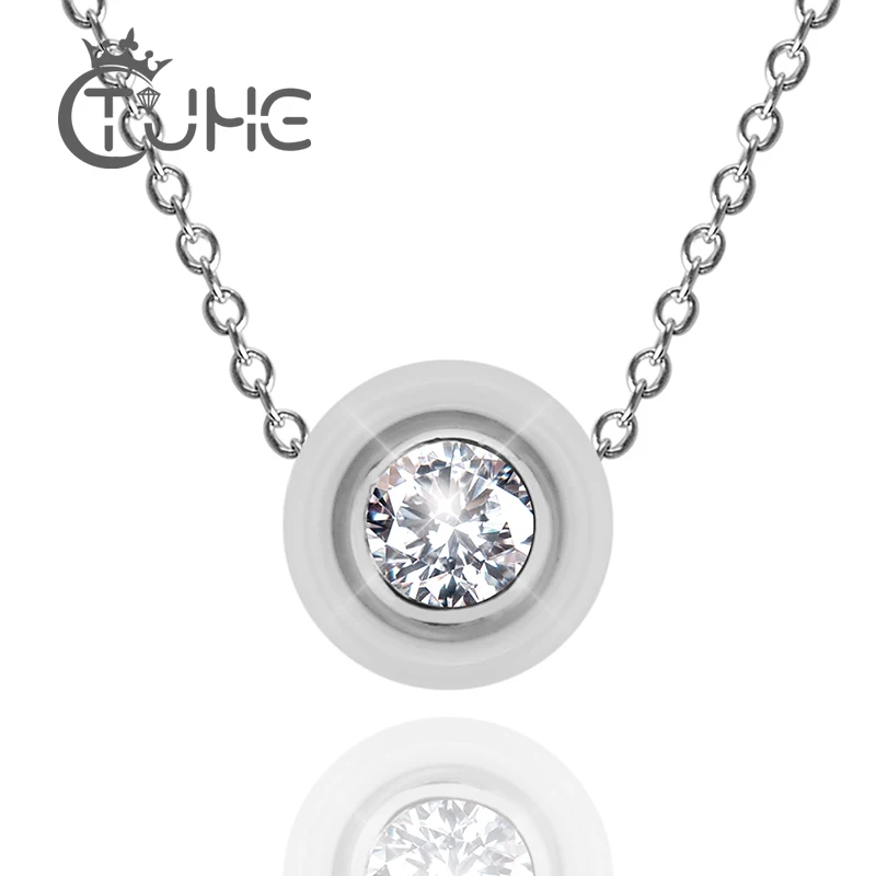 Ожерелье женское белое керамическое короткий дизайн большой Кристальный шар