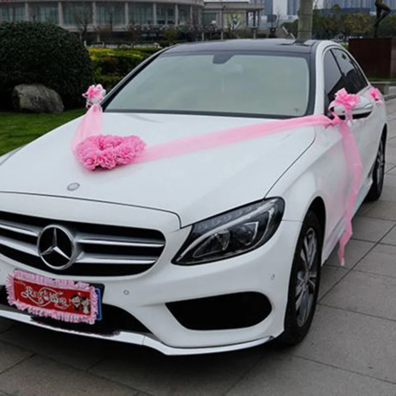pink В форме сердца свадебный автомобиль декорации Искусственные цветы набор белые Вечерние шелковые цветы букет на автомобиль Свадебные предметы домашнего обихода - Цвет: pink