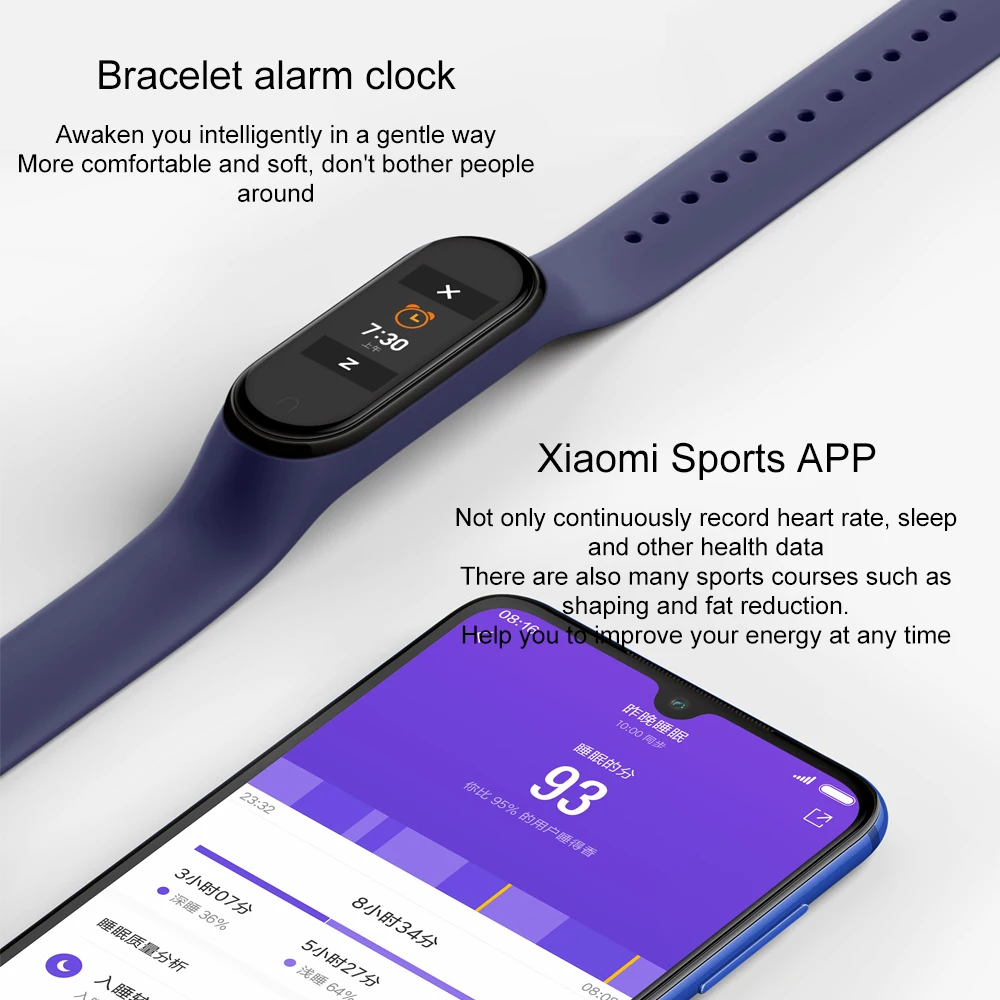 Оригинальный фитнес браслет Xiaomi Mi Band 4 цветной сенсорный экран умный Браслет
