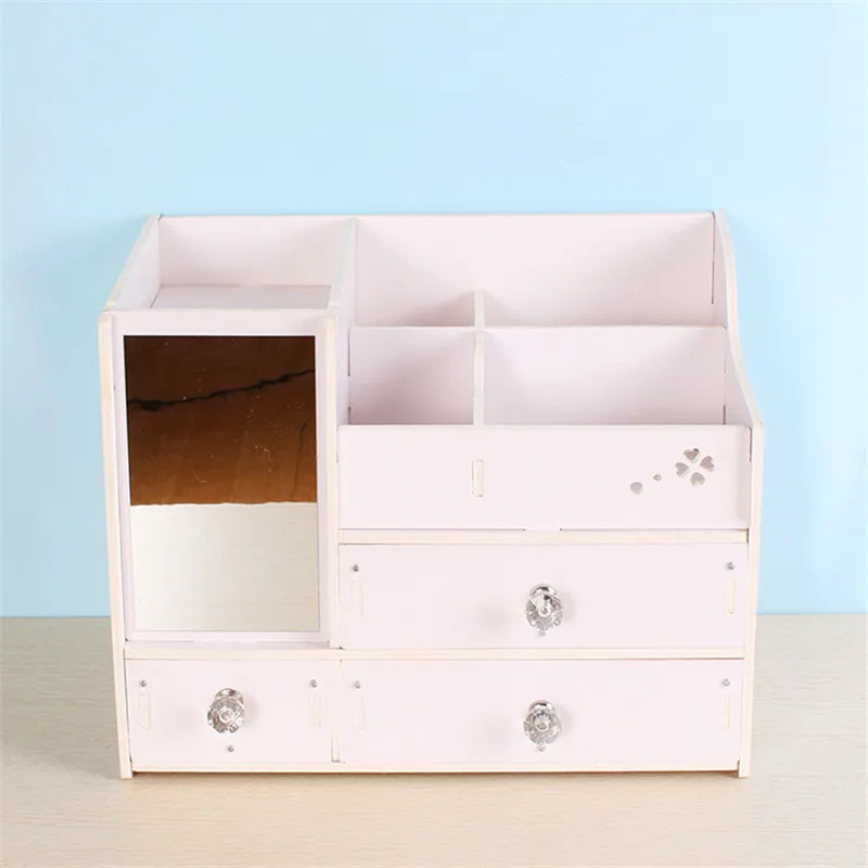 2018 New Wood Cosmetic Organizer Diy Assembly Wooden Organizador Makeup Drawers Factory Jewelry Box | Дом и сад