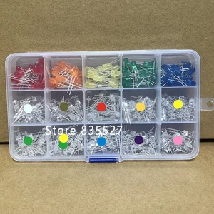 Набор светодиодных диодов, 15 видов, 5 мм, круглые, 300 шт.кор.