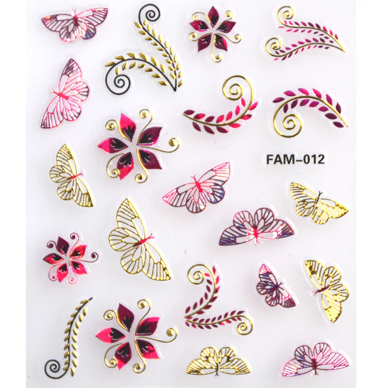 30pcs/lot Plastic Shining 3D Nails Art Design Sticker Accessories Gold Nail Butterfly Supplies Decals Decoration Stickers#18.15g | Красота и