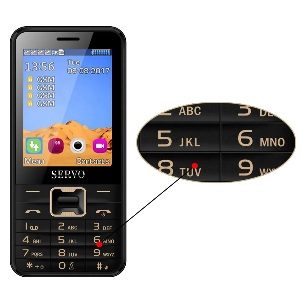 English button Black SERVO V8100 2,8 дюймов 4 sim-карты 4 резервный телефон Bluetooth фонарик FM GPRS GSM мобильные телефоны с русской клавиатурой мобильный телефон - Цвет: English button Black