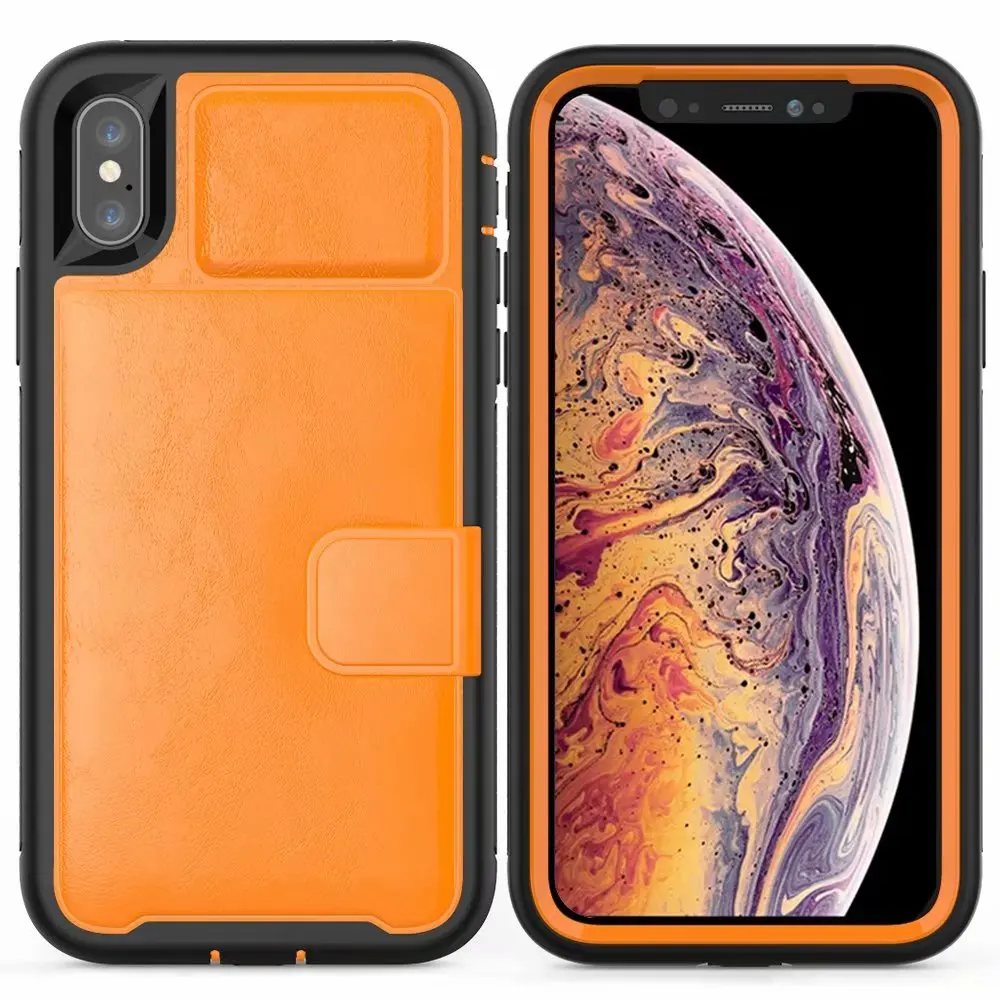 Роскошный кожаный чехол-кошелек для Iphone Xs Max Xr X 8 7 6s Plus, Гибридный бампер с подставкой для карт, жесткая задняя крышка для samsung Note9 S9 Plus
