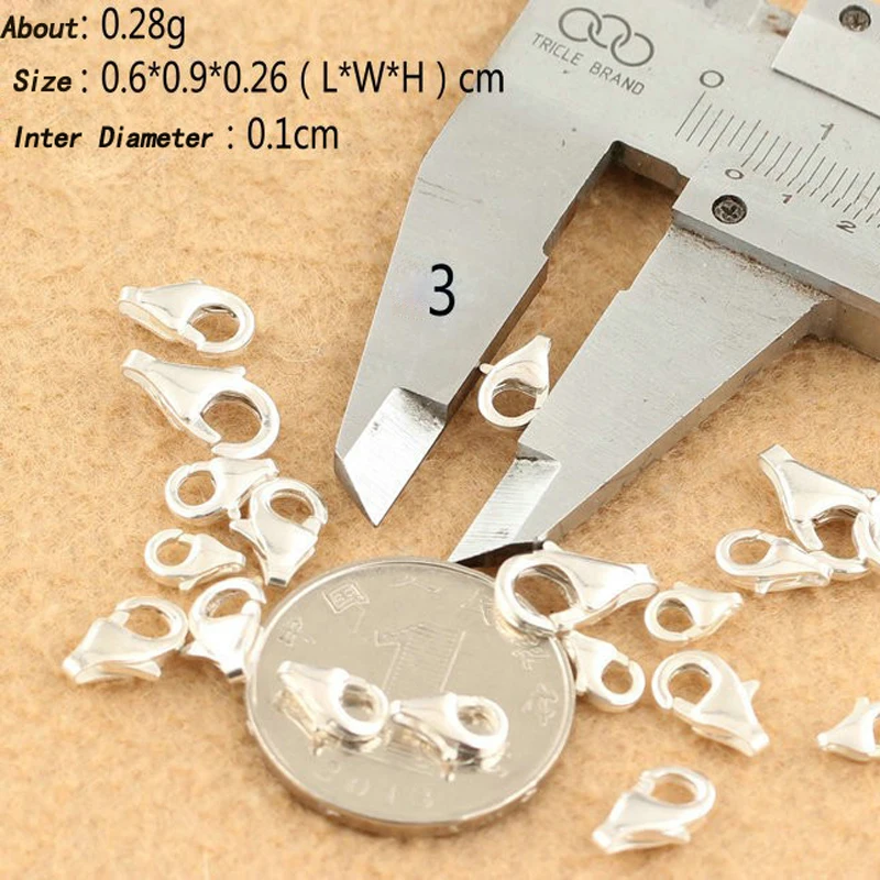 Застежки карабины из серебра 925 пробы 10 шт./лот|connectors for jewelry|connectors jewelry makingsilver lobster