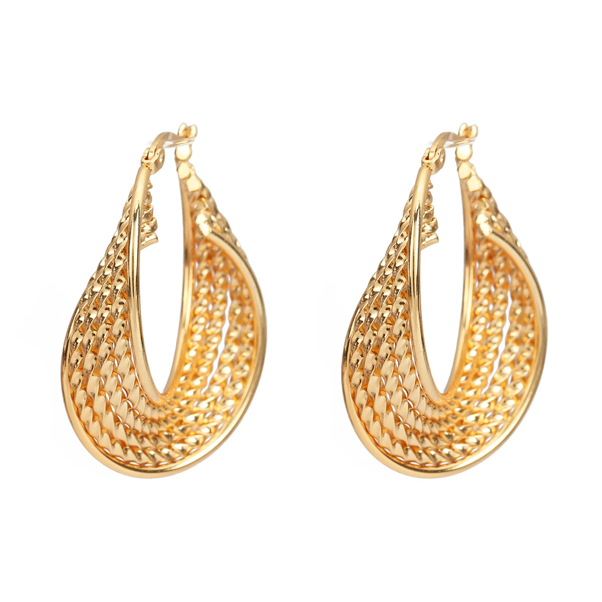 

8Seasons 304 Stainless Steel Hoop Earrings Gold Color Oval Spiral Fashion 4.1cm x 3.1cm, Post/ Wire Size: (17 gauge), 1 Pair
