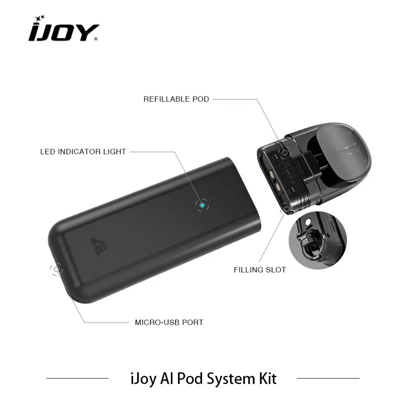 Система Pod испаритель IJOY AI Комплект 450 мАч аккумулятор 2 мл многоразовый картридж