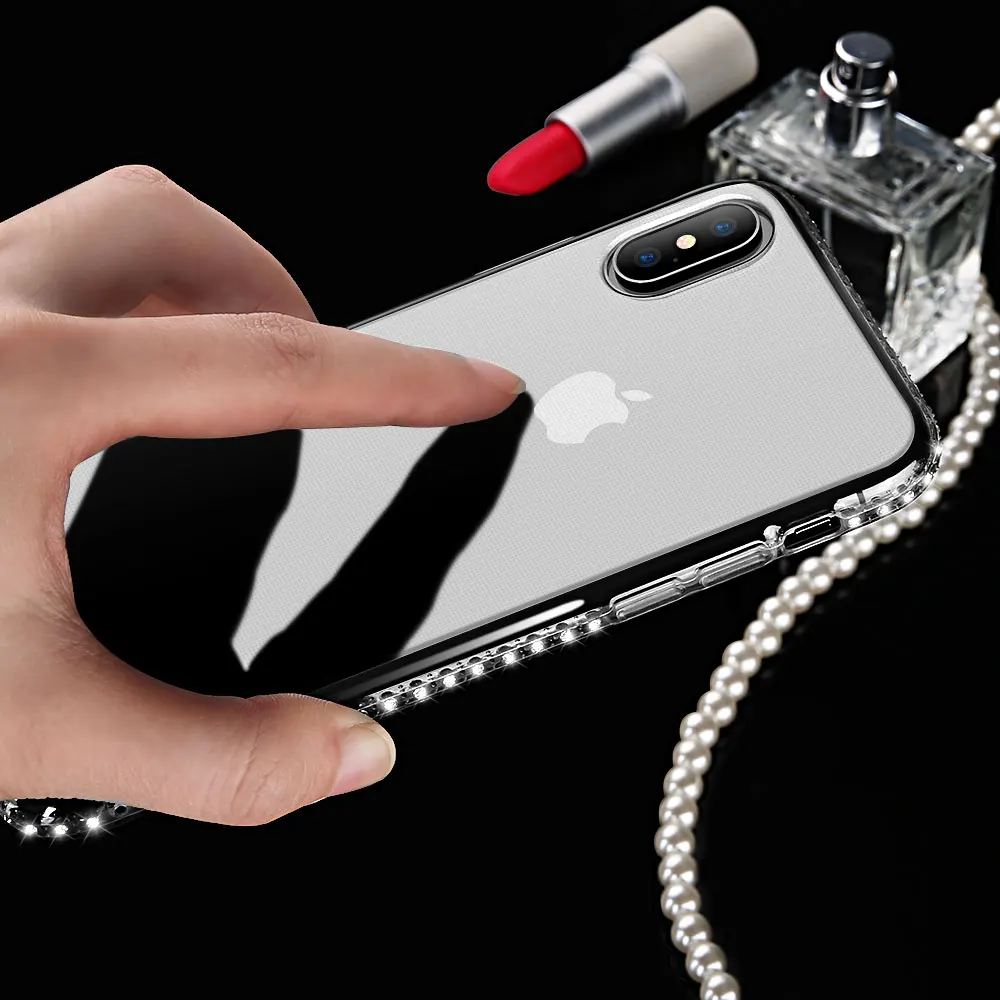 KISSCASE HD Алмазный Прозрачный чехол для телефона iPhone X 7 8 6 6S Plus мягкий TPU 5 5S SE