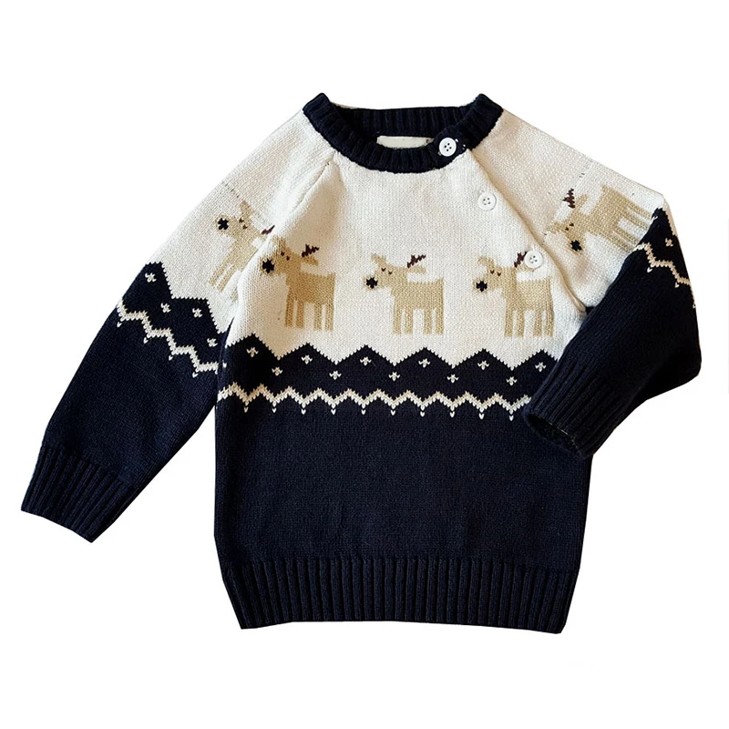Molanephy Baby Girls Boys Sweaters Casual Autumn Winter Christmas Style Fashion Cartoon O Neck Button Long Sleeves Kids Clothes | Детская