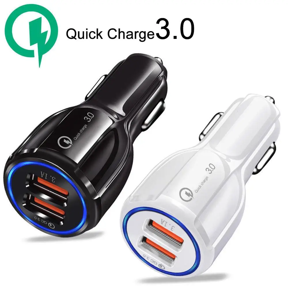 QC3.0 Сертифицированный быстрый заряд двойной 2 USB порт быстрое автомобильное зарядное устройство 36 Вт аксессуар