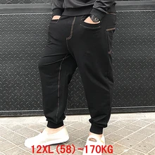 Для мужчин большой Штаны 170 кг размера плюс 11XL 12XL свободные стретчевые Большие размеры 6XL 7XL 8XL 9XL 10XL Весенние повседневные штаны черный 54 56 58