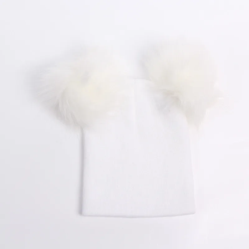 New Autumn Winter Crochet Children Hats Fur Pom Pom Ball Hat Kids Knit Beanie Hats Girl Boy Wool Cap Baby Toddler Beanies Caps