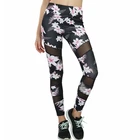С цветочным принтом брюки для йоги с высокой талией для женщин фитнес эластичные спортивные тренировочные трико для бега Штаны размера плюс, для занятий спортом, йогой, леггинсы