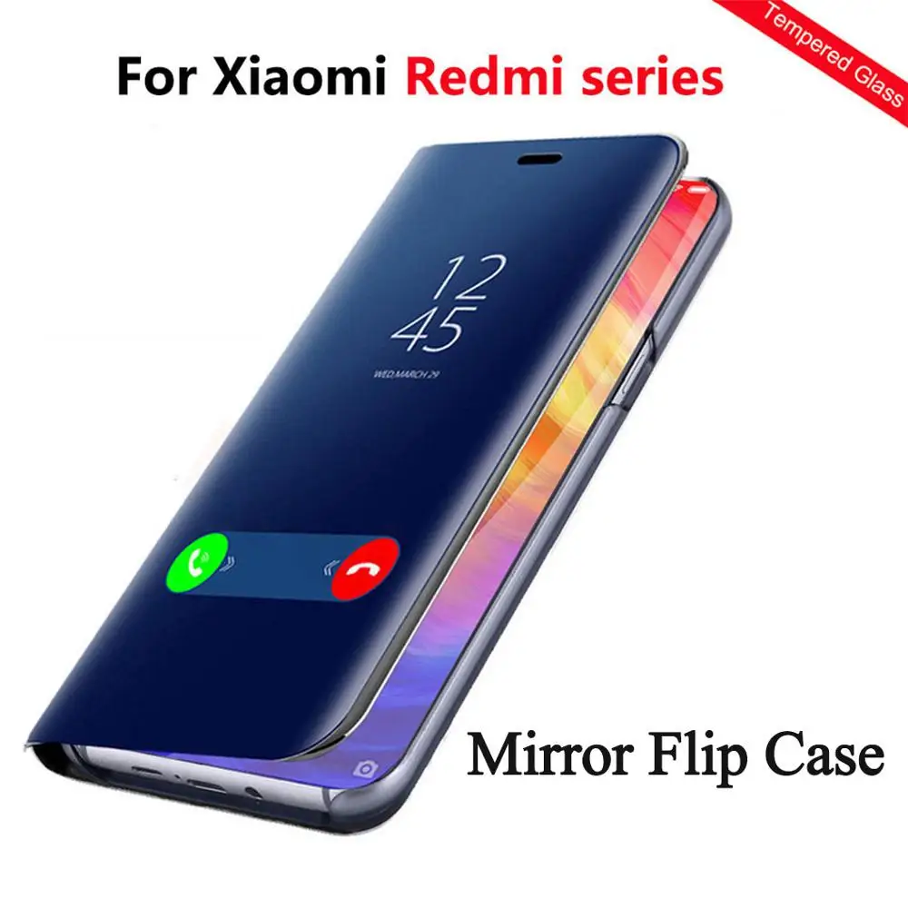 Зеркальный умный флип чехол для redmi note 7 7pro 6 pro 4 5 стоячий защитный s xiaomi pocophone f1