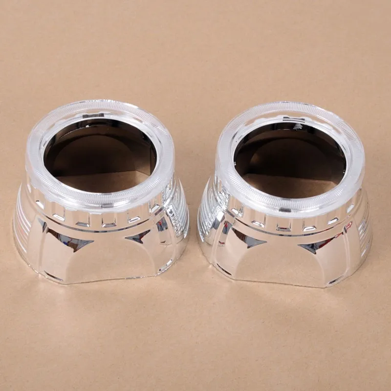

2pcs/Lot 2.5" Hid projector lens Mini shroud chrome mask with angel eye cover car headlight cap