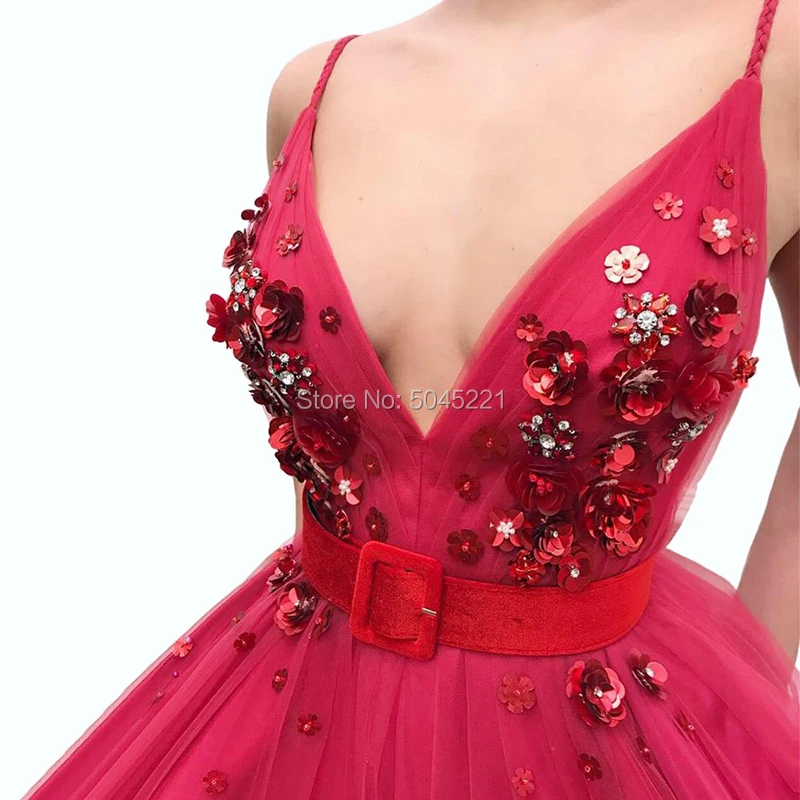 Custom Made Sleeveless V-Neck Formal Evening Dresses Flowers Beading Dubai Party Gowns Kaftans 2019 Turkish Islamic Prom | Свадьбы и