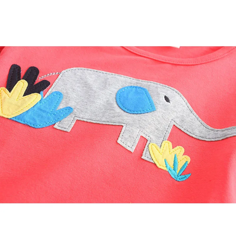 Jumpingbaby 2021 футболка для девочек топы Детская с вышивкой в виде животных одежда