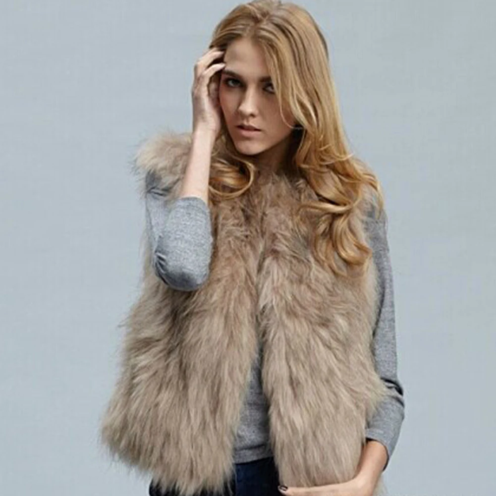 Новый Модный женский жилет из искусственного лисьего меха короткий зимний с v