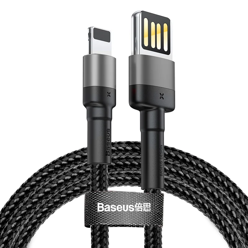 Baseus USB кабель для iPhone XS Max XR X 8 7 6 6s Plus 5 5S SE iPad Pro 2.4A Быстрая зарядка шнур для передачи данных кабели для мобильных телефонов - Цвет: Gray Black