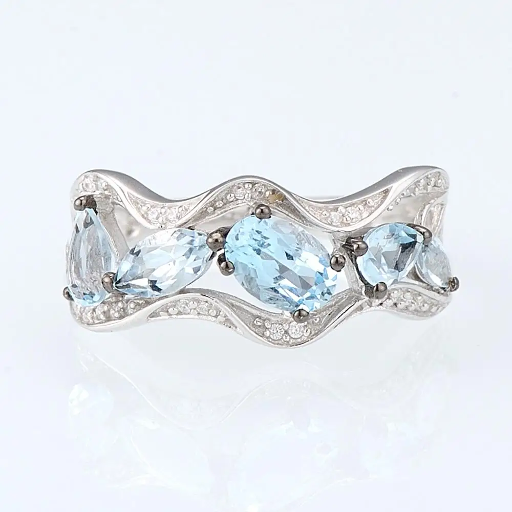 SANTUZZA серебряное кольцо для женщин, 925 пробы, серебряное модное круглое кольцо для женщин, кольцо с кубическим цирконием, вечерние ювелирные изделия