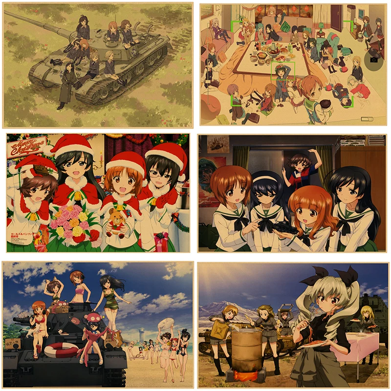 Японское аниме GIRLS und PANZER настенный постер домашний декор ретро из крафт бумаги