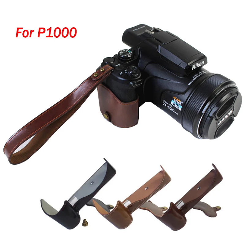 Чехол накладка из искусственной кожи с открывающимся аккумулятором для камеры