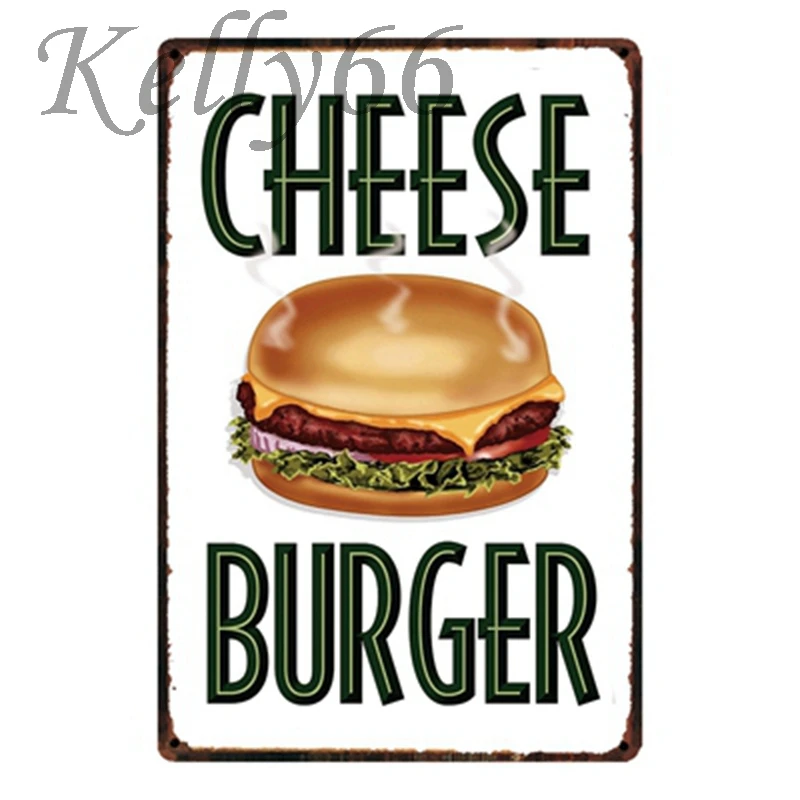 

[ Kelly66 ] Cheese Burger Metal Sign Tin Poster Home Decor Bar Wall Art Painting 20*30 CM Size y-1718