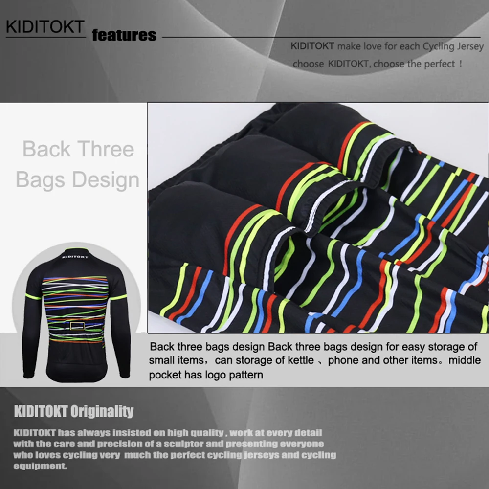 

KIDITOKT Winter Men Bicycle Clothing Long Sleeve MTB Bike Clothes Breathable 2018 Pro Team Cycling Jersey Ropa Ciclismo Maillot