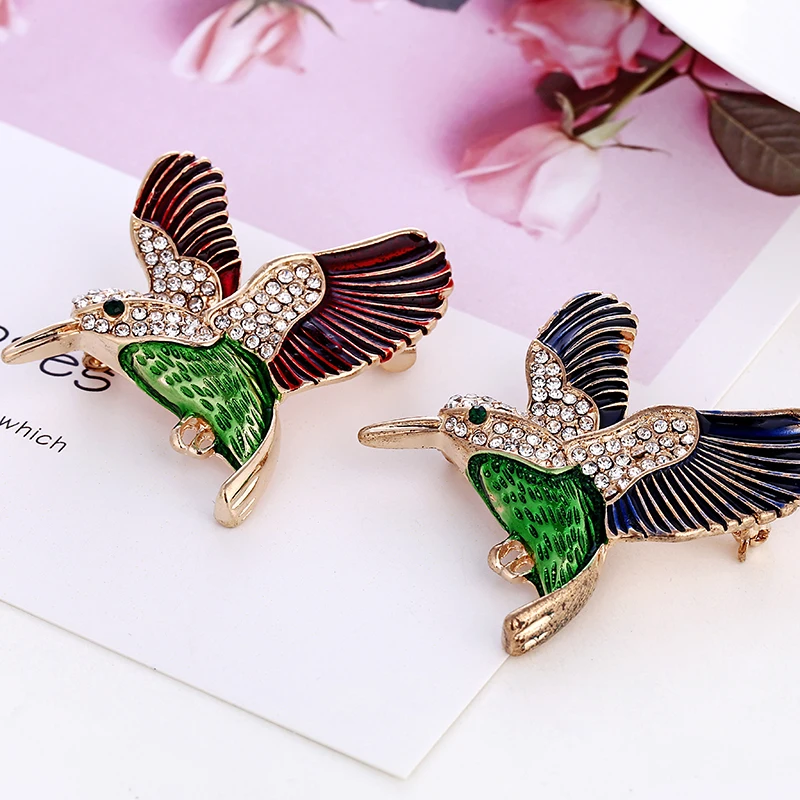 Красивая красочная брошь Rinestone в виде птицы и булавка животного модная свадебная