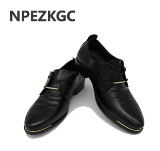 NPEZKGC/брендовые Классические Черные Мужские модельные туфли; модная мужская обувь; мужские оксфорды на шнуровке