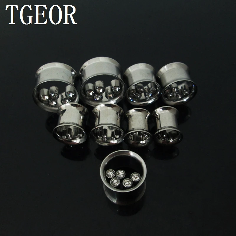 Тоннели для ушей с двойным рассеиванием 5 камней 1 шт. из хирургической