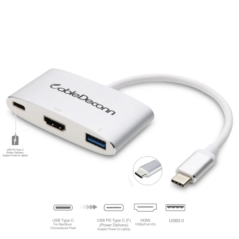 Thunderbolt 3 dock usb Type-C hub to HDMI USB 3.0 USB-C Charge Adapter cable 3in1 Multifunction converter for Macbook 2017 dell |