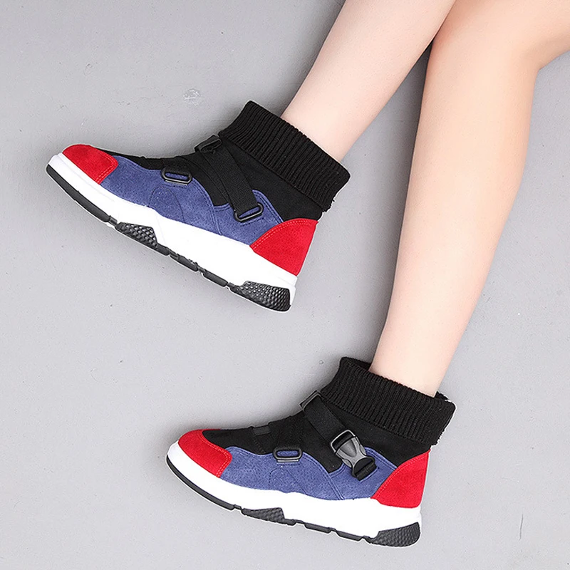 FUJIN/женские кроссовки женская повседневная обувь с Плюшевым Мехом теплая на