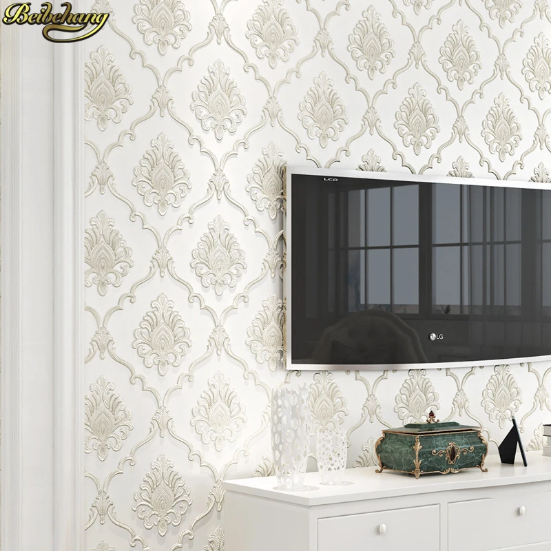 Beibehang рулон тисненой флокирующей бумаги для стен классический винтажный