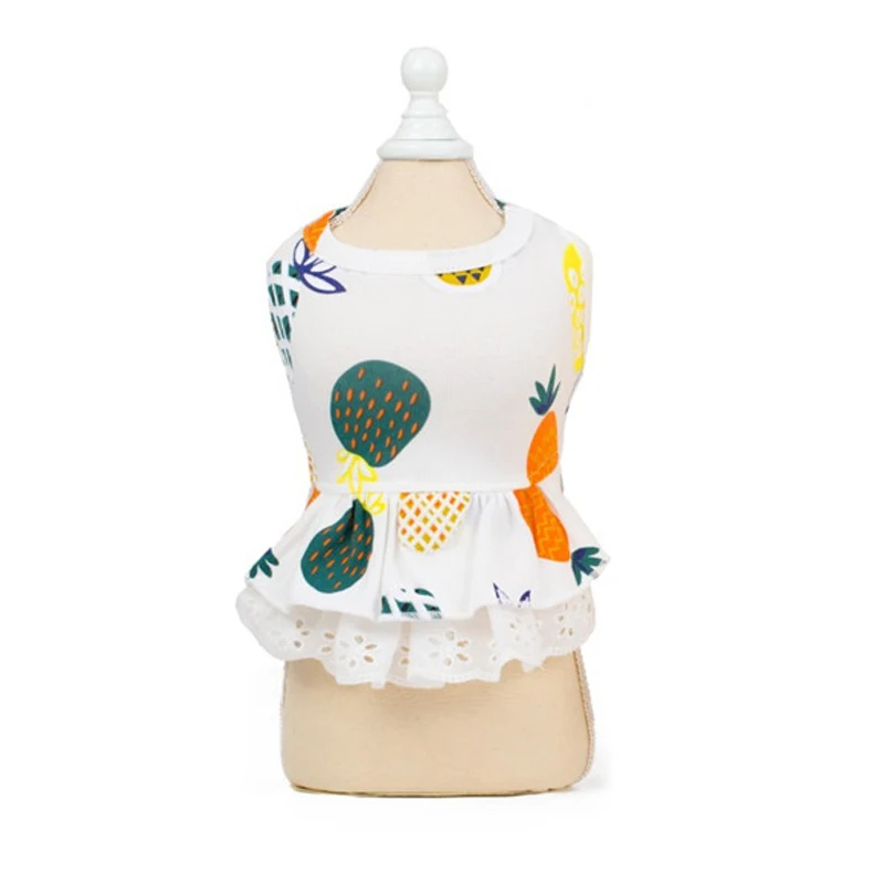 White Dress Милые платья для кошек с ананасом; летнее охлаждающее платье для кошек; юбка; одежда с котенком; Одежда для животных; kedi elbisesi ropa para gato - Цвет: White Dress