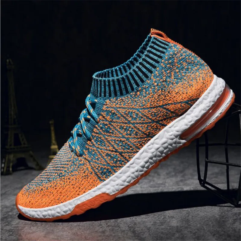 Мужские кроссовки летние из сетчатого материала без шнуровки большие размеры 46