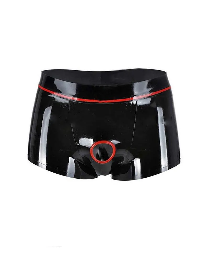 Резиновые латексные мужские боксеры шорты с передней частью отверстием для