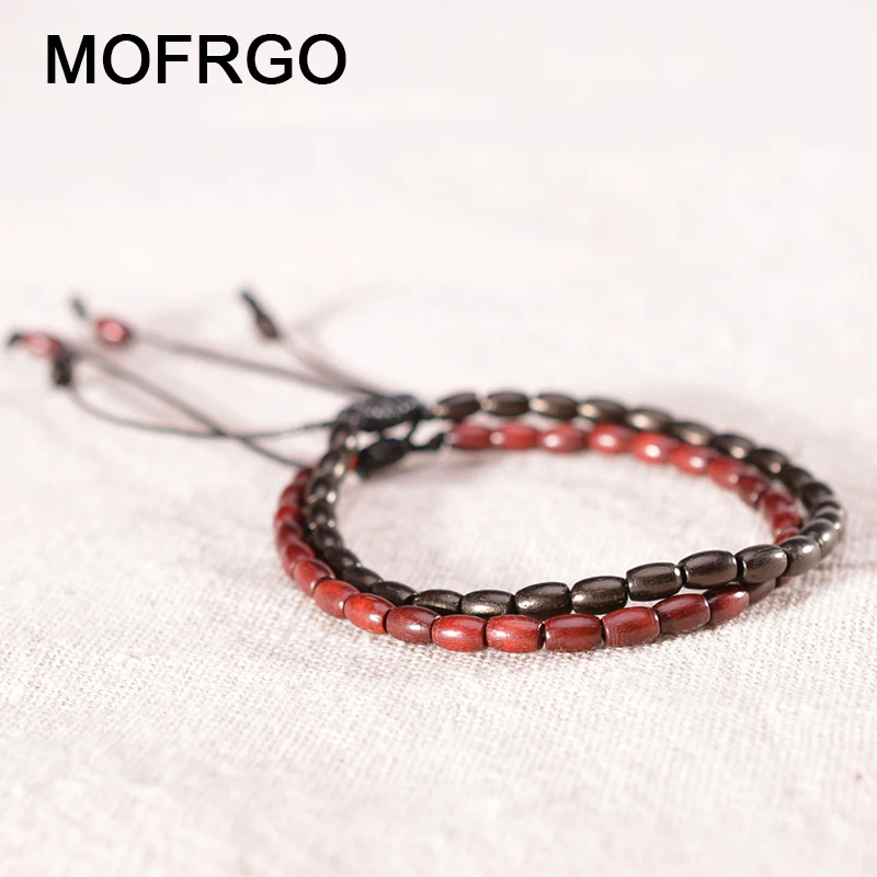 

MOFRGO Lucky Wood Tibetan Buddha Beads Bracelet Simple Prayer Yoga Bracelet Amulet Meditation Bracelets For Men Women Adjustable