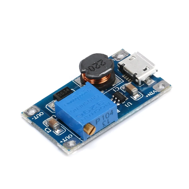 5 шт. MT3608 DC Регулируемый Модуль Boost 2A Plate Повышающий с MICRO USB 2 в 24 до В 9 12 28