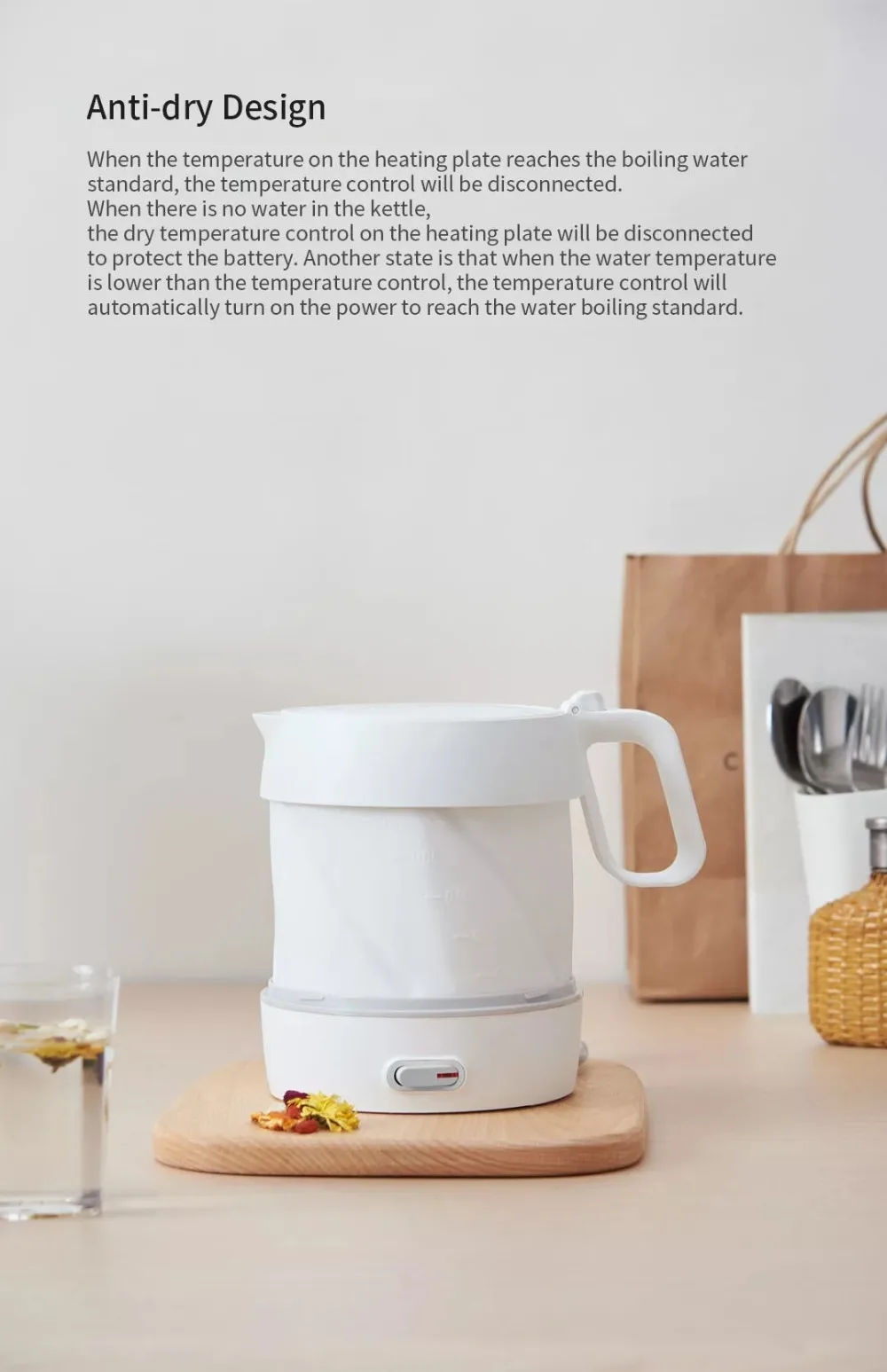 Складной электрический чайник Xiaomi Mijia HL, 1л, ручной, мгновенный нагрев, 600 Вт, электрический чайник для путешествий, AC 110 V-220 V