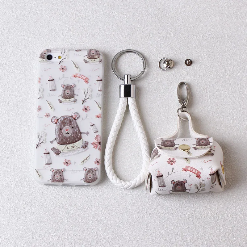 For iPhone 7/8 plus cute bear case for 5 5s cartoon phone cover SE 6 6s matte silicone shell girl gifts coin bag |